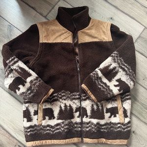 Vintage Fleece Bear Print Jacket